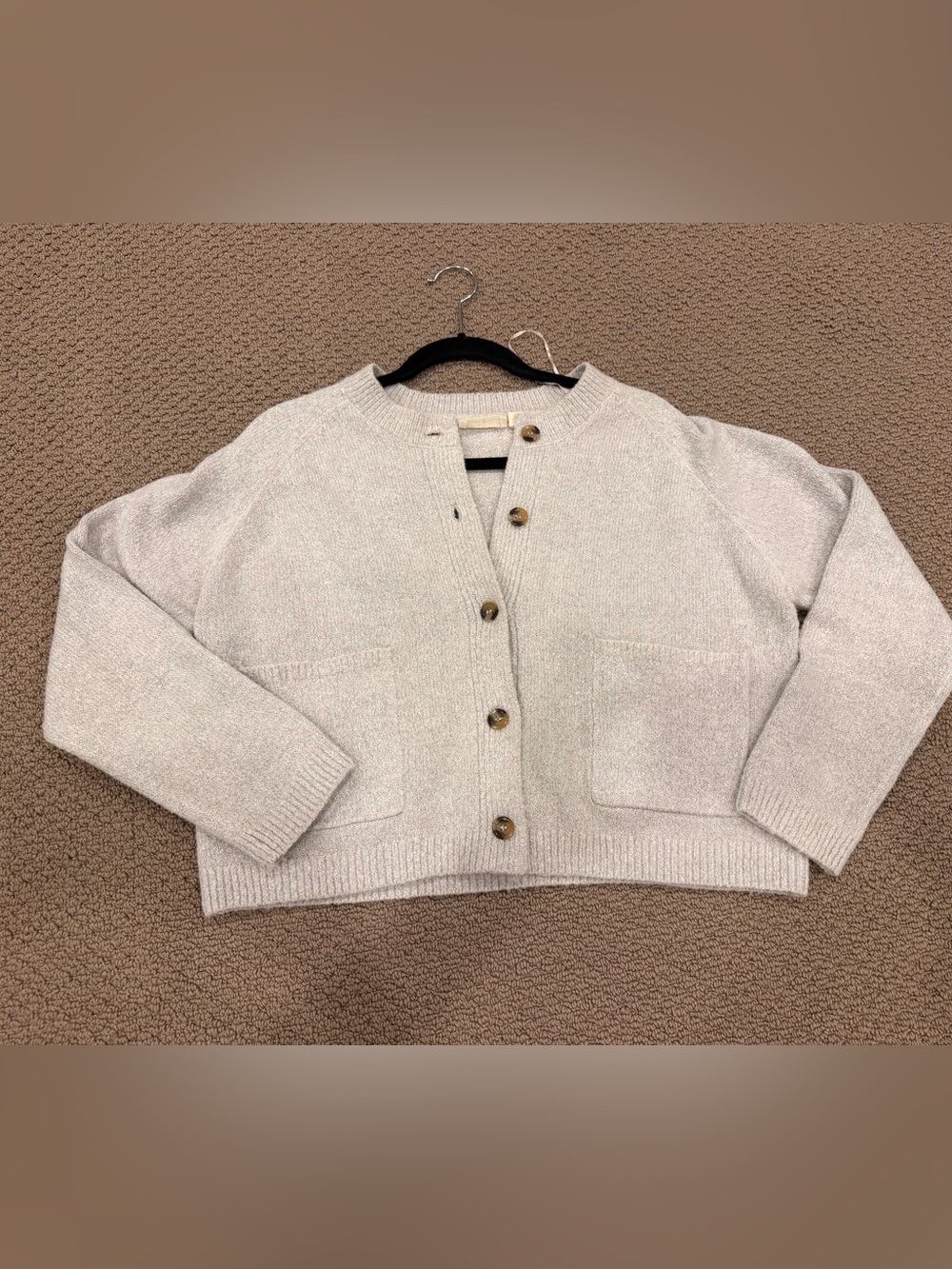 Light Grey Button-Front Women’s Cardigan Sweater